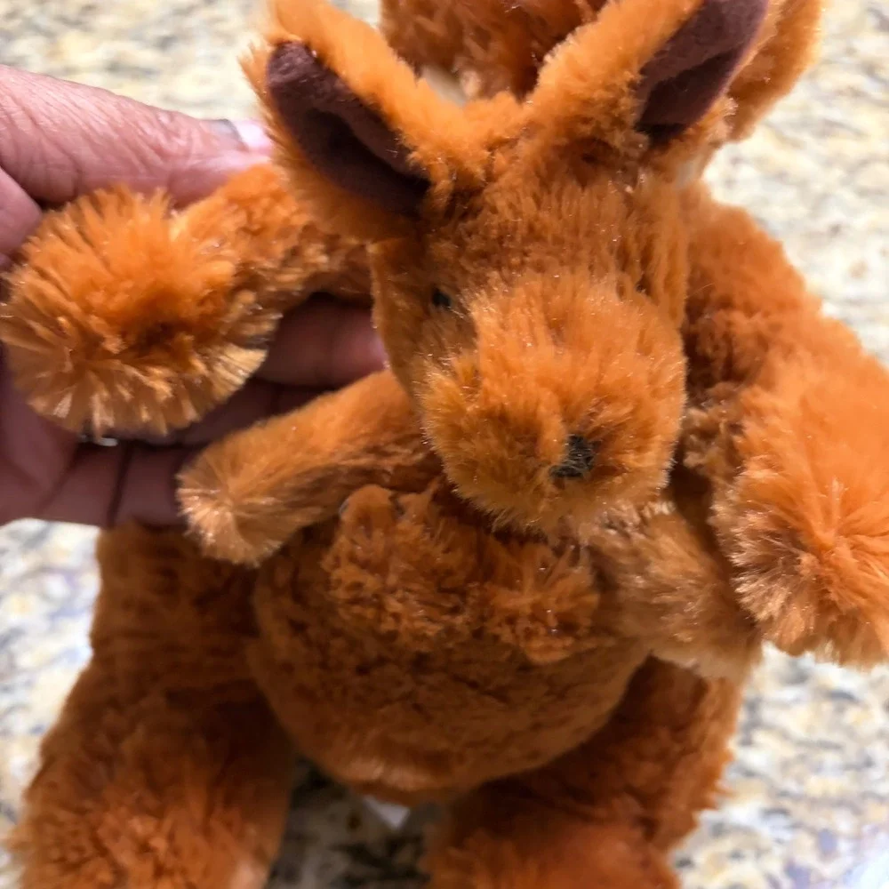 Kohls Cares Kangaroo and Joey Plush Stuffed Animal Brown Shaggy Fur 12 inch